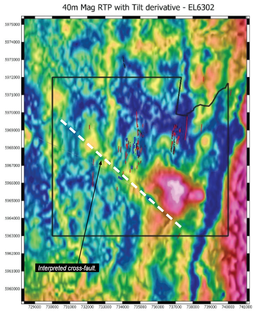 Reduced-to-Pole aeromagnetics over EL006302