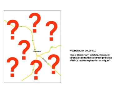 Map of Wedderburn Goldfield. How many targets are being revealed through the use of WGL’s modern exploration techniques?